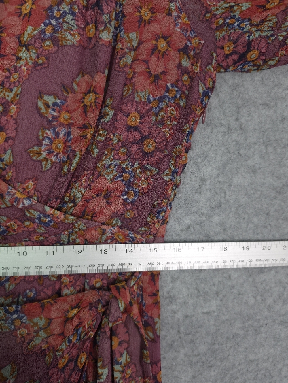 Sézane Noemia Floral Wrap Dress - Mauve with Coral Flower Print - Picture 10 of 11